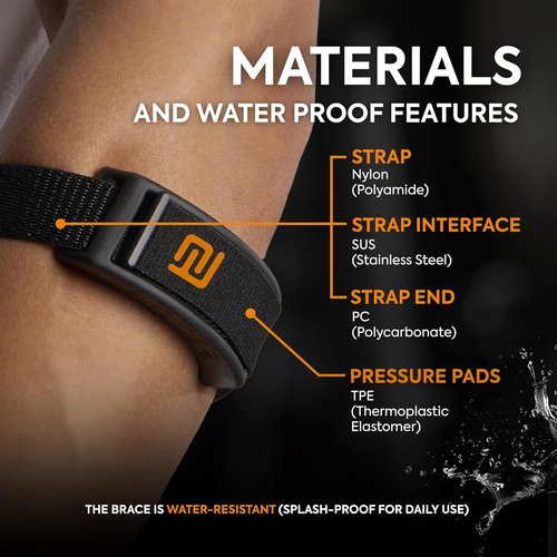 FICOR Elbow Brace - Adjustable Compression Support for Tennis & Golfers Elbow Relief | One Size Fits Most