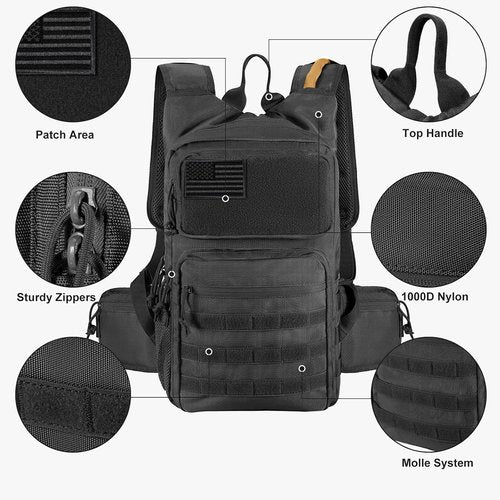 FRTKK Tactical Hydration Pack - Lightweight Insulated Water Backpack for Hiking, Running & Cycling