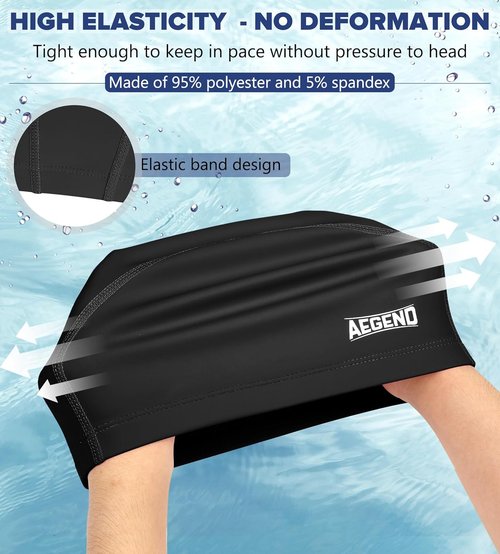 Aegend Swim Cap - Silicone Waterproof Fabric for Youth & Adults | Breathable, High Elasticity, 2 Sizes Available