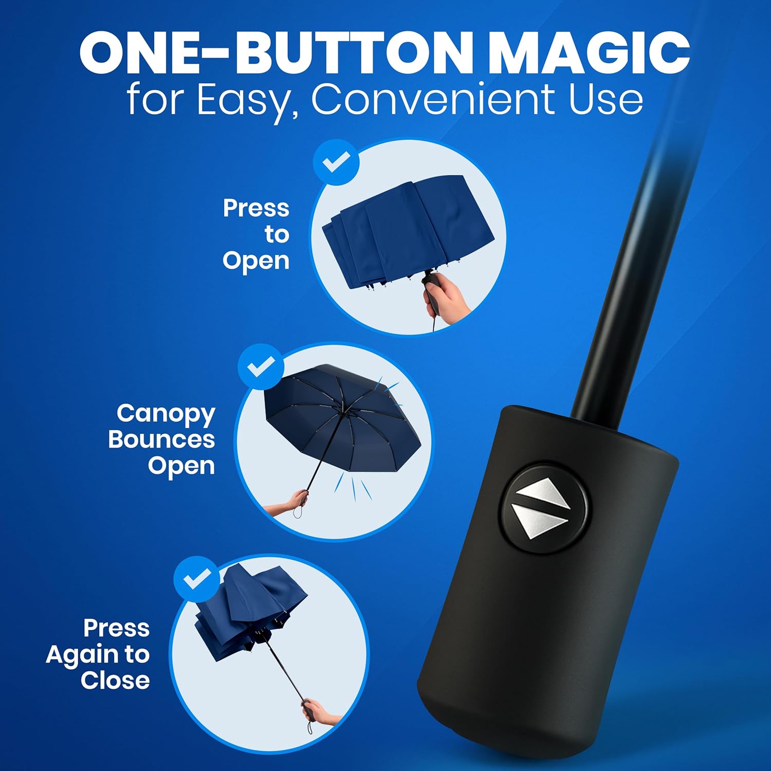 Rain-Mate Compact Windproof Umbrella - Auto Open/Close, Lightweight & Portable for Travel - Durable Fiberglass Design