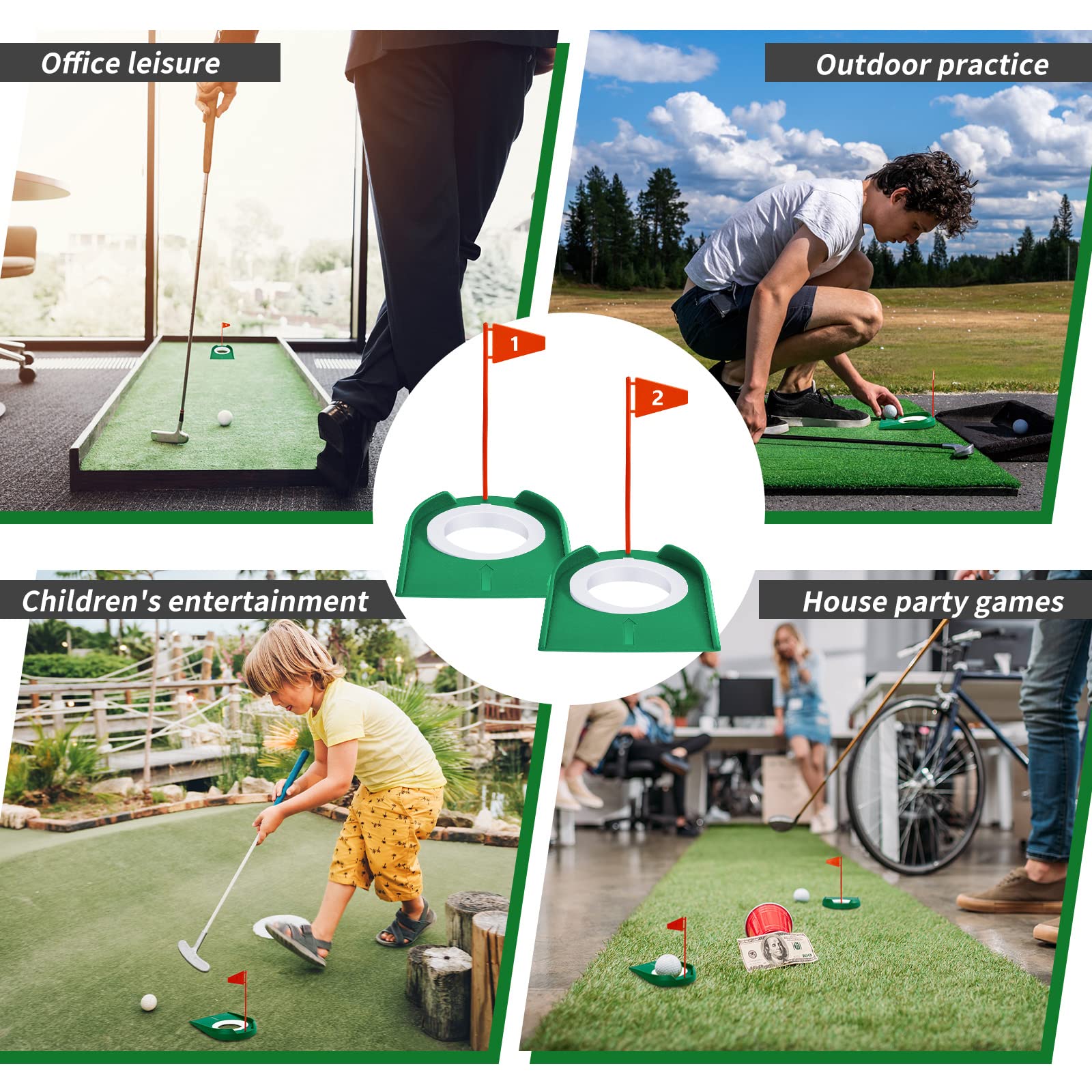 Sotiff 9 Pack Golf Putting Cup and Flag Plastic Golf Hole Training Aids Training Putters for Indoor Outdoor Men Women Office Backyard Garage Accessories(Red)
