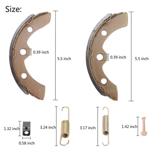 10L0L Golf Cart Brake Shoes/Pads Brake Spring Kit for Club Car DS & Precedent 1995 Up, Tempo 2018 Up, EZGO TXT Medalist 1986.5-1995, Yamaha G1 G2 G8 G9, OEM 101823201, 101816301 (2 Short & 2 Long)