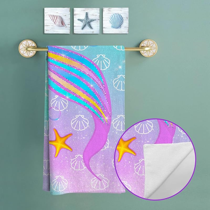 Mermaid Beach Towel for Kids 30x60 in - Mermaid Girl Print, Variation: Mermaid+30"x60"