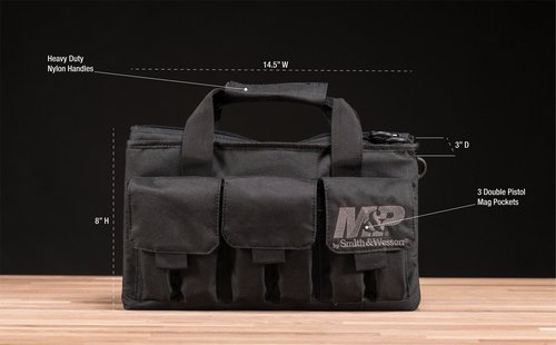 Smith & Wesson M&P Pro Tac Padded Single Handgun Case with Ballistic Fabric Construction and External Pockets for Shooting, Range, Storage and Transport,Black