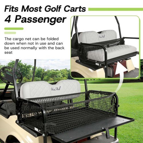 WEIMELL 4 Passenger Golf Cart Cargo Net for Club Car EZGO Yamaha Adjustable Elastic Storage Net Black Washable Grocery Shopping Bag