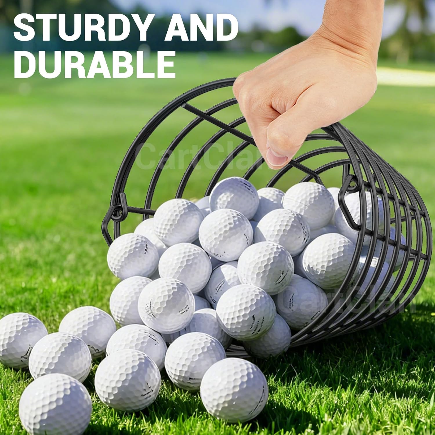 Skiennix Stainless Steel Golf Ball Basket - Durable Container with Handle | Holds Up to 45 Balls