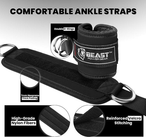 Beastpowergear Padded Ankle Strap - Adjustable for Cable Machines | Ideal for Glutes, Abs & Leg Workouts