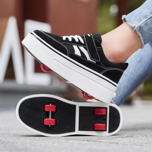 Joyfultime Roller Skate Shoes for Kids Boys and Girls Stylish Children's Sneakers with Wheels Suitable as a Gift for Beginners Black White