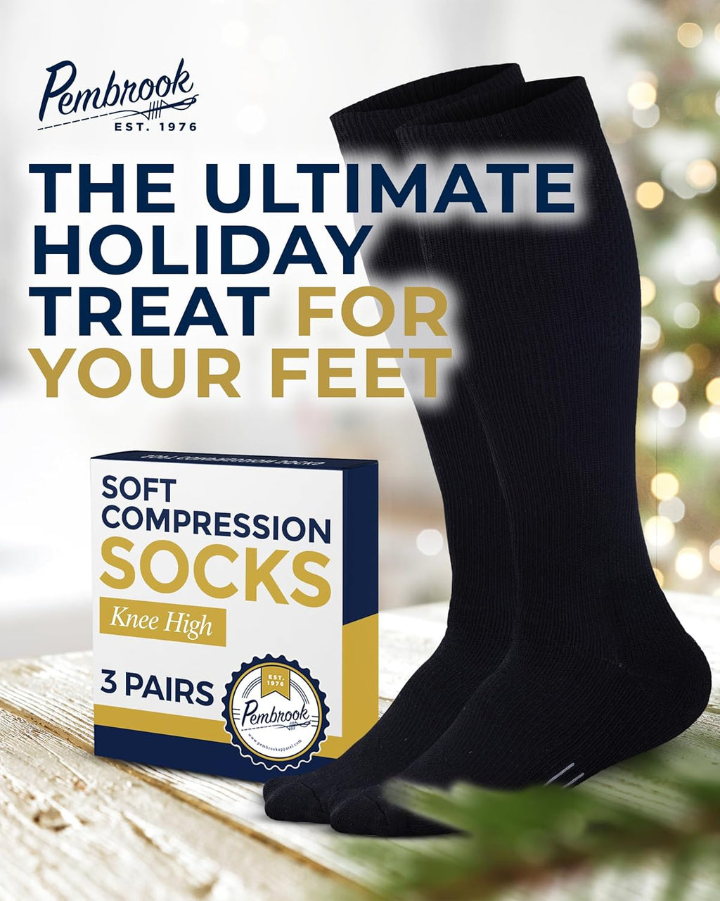 Pembrook Compression Socks - Light Support for Men & Women | 3 Pairs | 8-15 mmHg Dress Socks