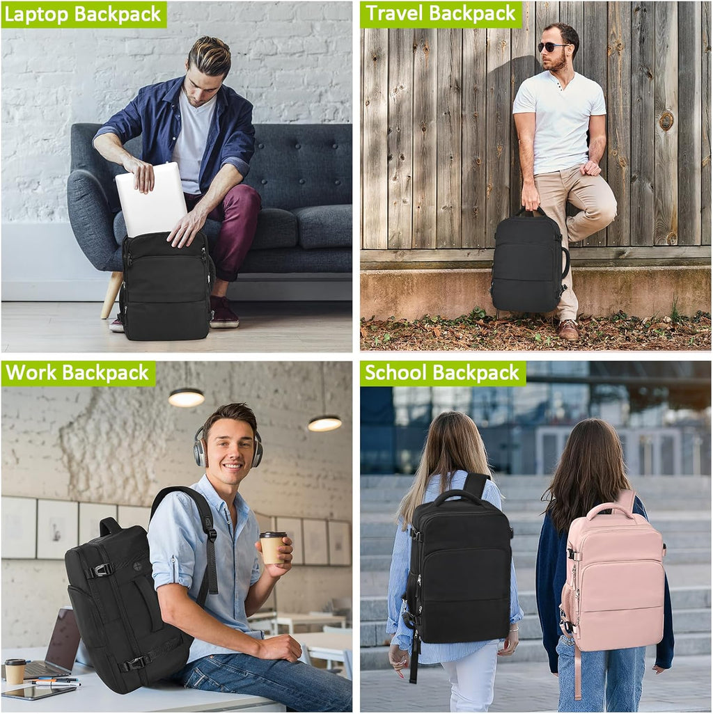 Snoffic Travel Backpack - Waterproof Laptop Bag with USB Charging Port | 17-Inch, Flight Approved