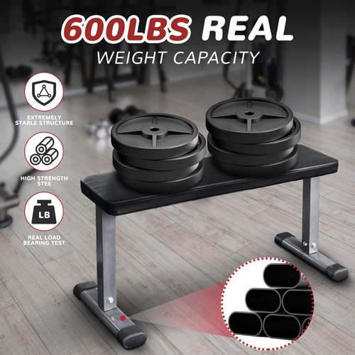Fitvids Flat Weight Bench – Heavy Duty Flat Workout Bench for Home Gym Weight Training – nan – Gray/Black