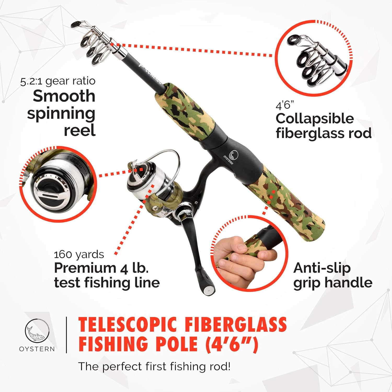 Skiennix Kid's Fishing Pole Kit | 62-Piece Tackle Bag & Beginner's Guide eBook - Portable Telescopic Rod