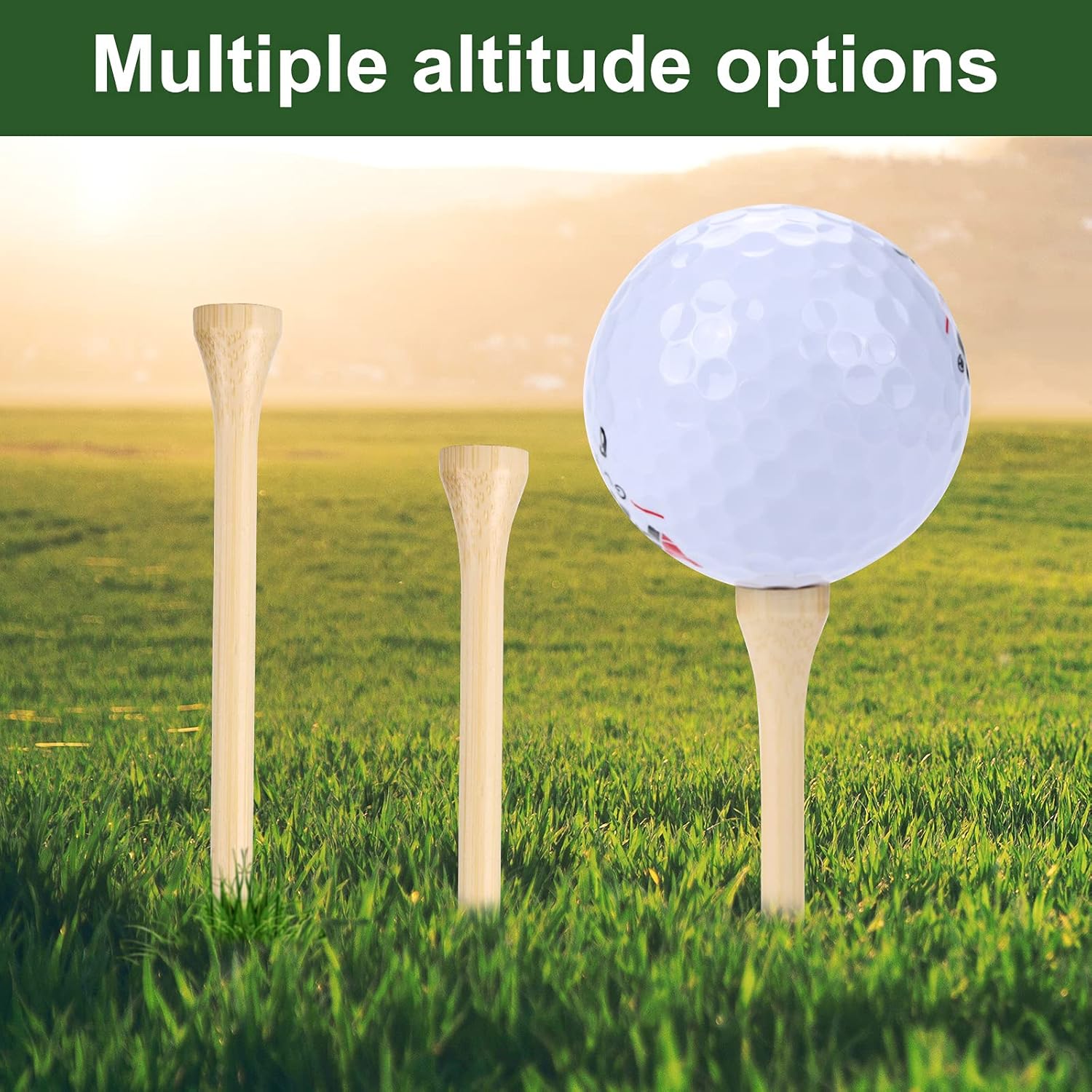 Skiennix Golf Tees - Durable Biodegradable Bamboo | 100 Pcs, 3-1/4" for Enhanced Stability