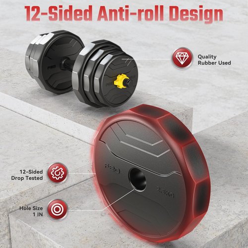 FEIERDUN Adjustable Dumbbells – 48lbs Multi-Functional Free Weight Set, 4-in-1 Weight Training: Barbell, Kettlebells, Push-Up Stand for Men & Women