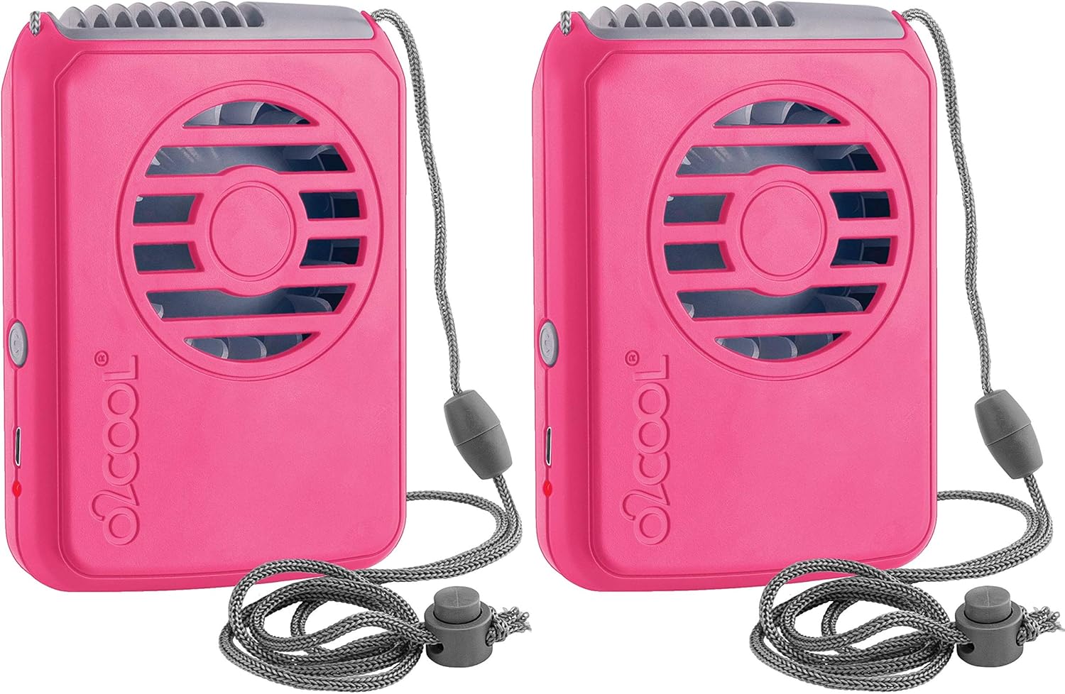 O2COOL Rechargeable Neck Cooling Fan - Portable Battery-Powered Design | 2-Pack in Pink
