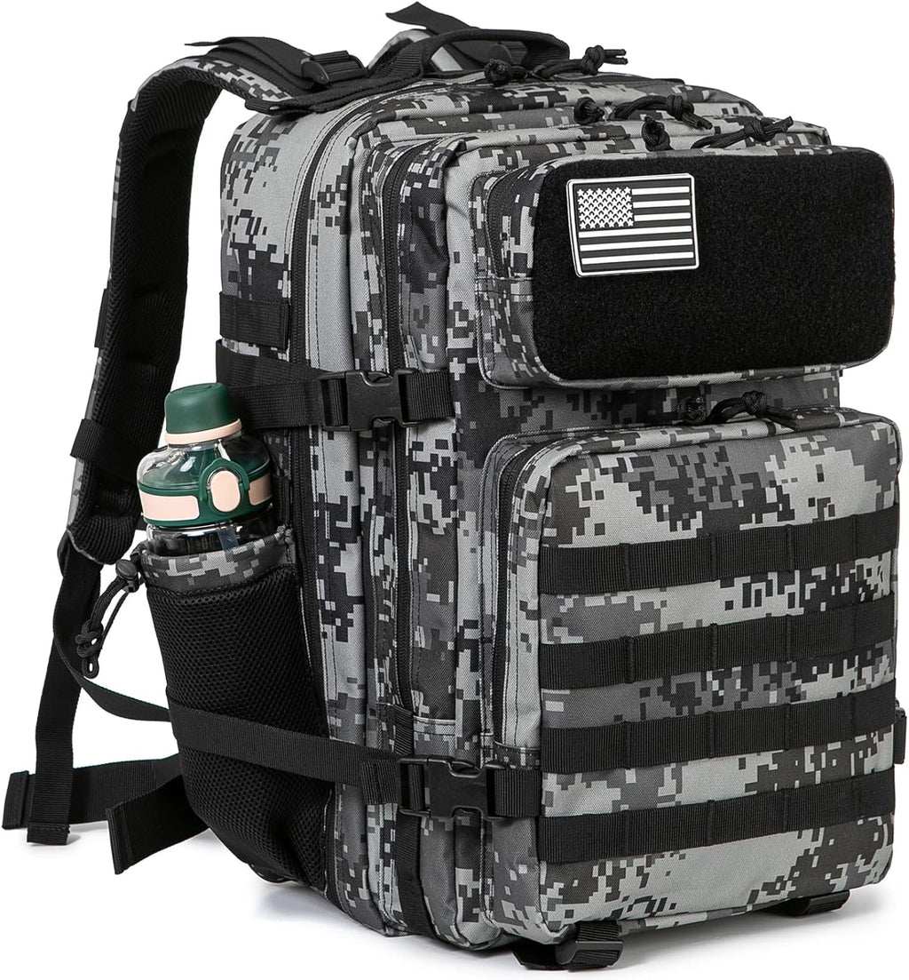 QT&QY Military Tactical Backpack - 25L/45L Molle Daypack for Men | Durable Hiking Rucksack with Bottle Holder