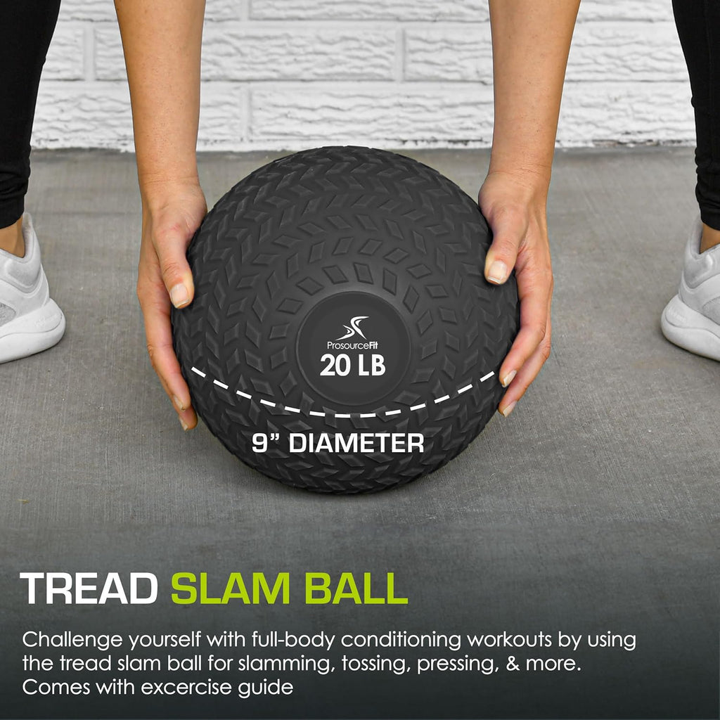 ProsourceFit Slam Medicine Balls - Smooth & Textured Grip for Strength Training | 5-50lbs Options