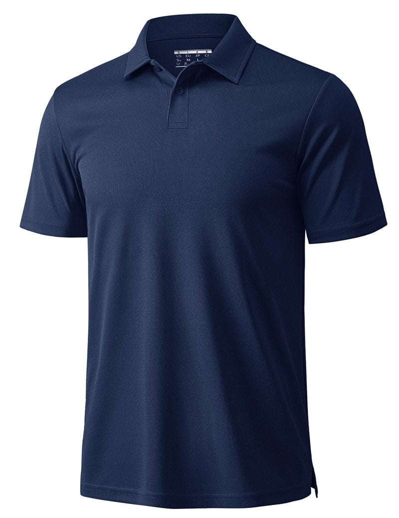 MAGCOMSEN Men's Polo Shirts Short Sleeve Collared Performance Dry Fit Breathable Golf Athletic Casual Navy Blue, XL