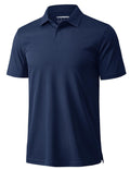 MAGCOMSEN Men's Polo Shirts Short Sleeve Collared Performance Dry Fit Breathable Golf Athletic Casual Navy Blue, XL
