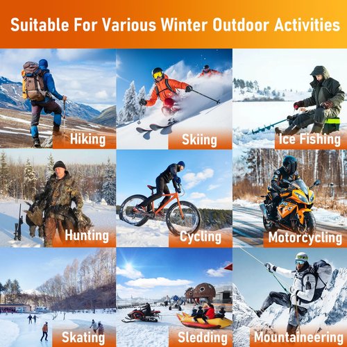 Heated Motorcycle Gloves for Men Women, 5V 5000mAh Rechargeable Battery, Upgraded Waterproof Windproof Non-Slip & Touchscreen Compatible, for Motorcycle Riding, Skiing, Hiking, Fishing, Hunting