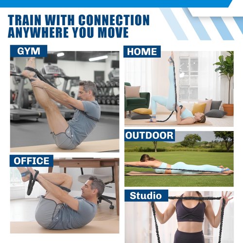 Konnections Fabric Covered Resistance Band Revolutionary Pilates Enhancement Tool for Strength, Flexibility and Precision (Black)