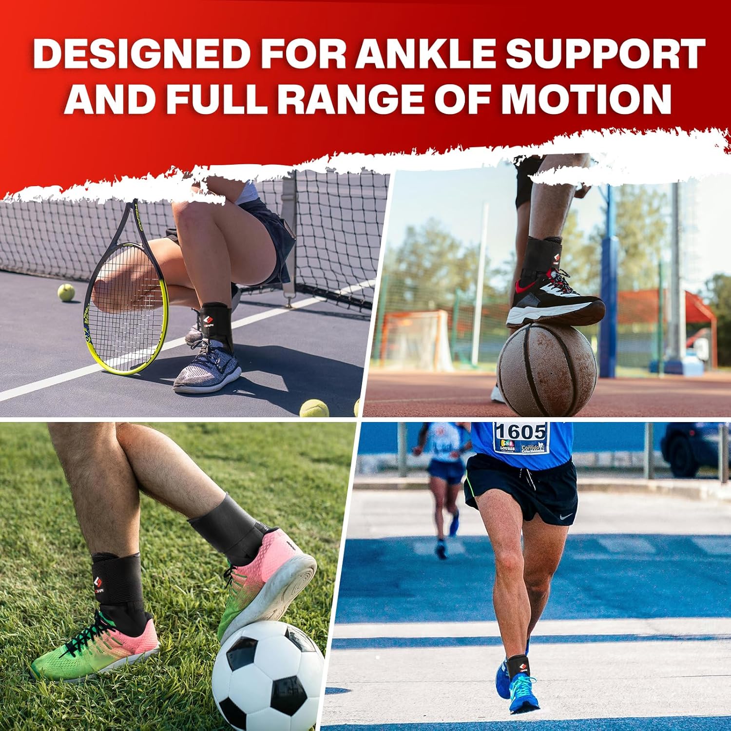 Skiennix Ankle Brace - Quick Lace-Up Support for Sprained Ankle & Plantar Fasciitis Relief | Size M