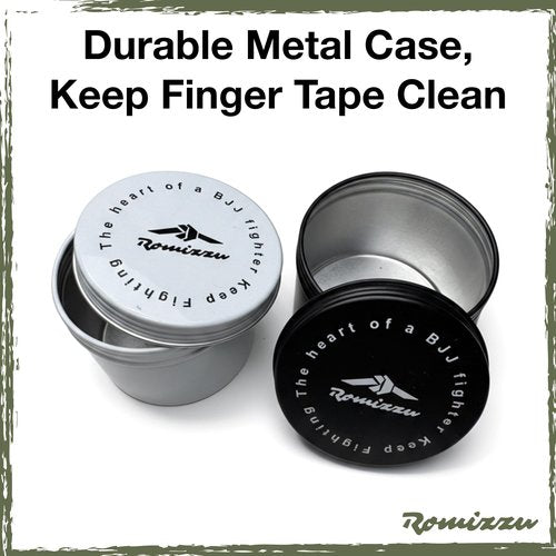 Romizzu Finger Tape BJJ Jiu Jitsu Grappling Wrap Breathable Cotton Non Slip Athletic Support 6 Rolls 8m x 8mm with Metal Case Black White