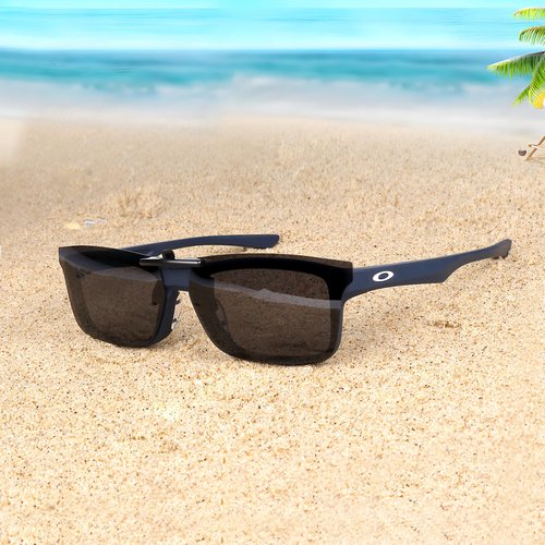 Polarized CLIP-ON Sunglasses for Oakley Ox8081 Plank 2.0 (Black, 55 X 18)