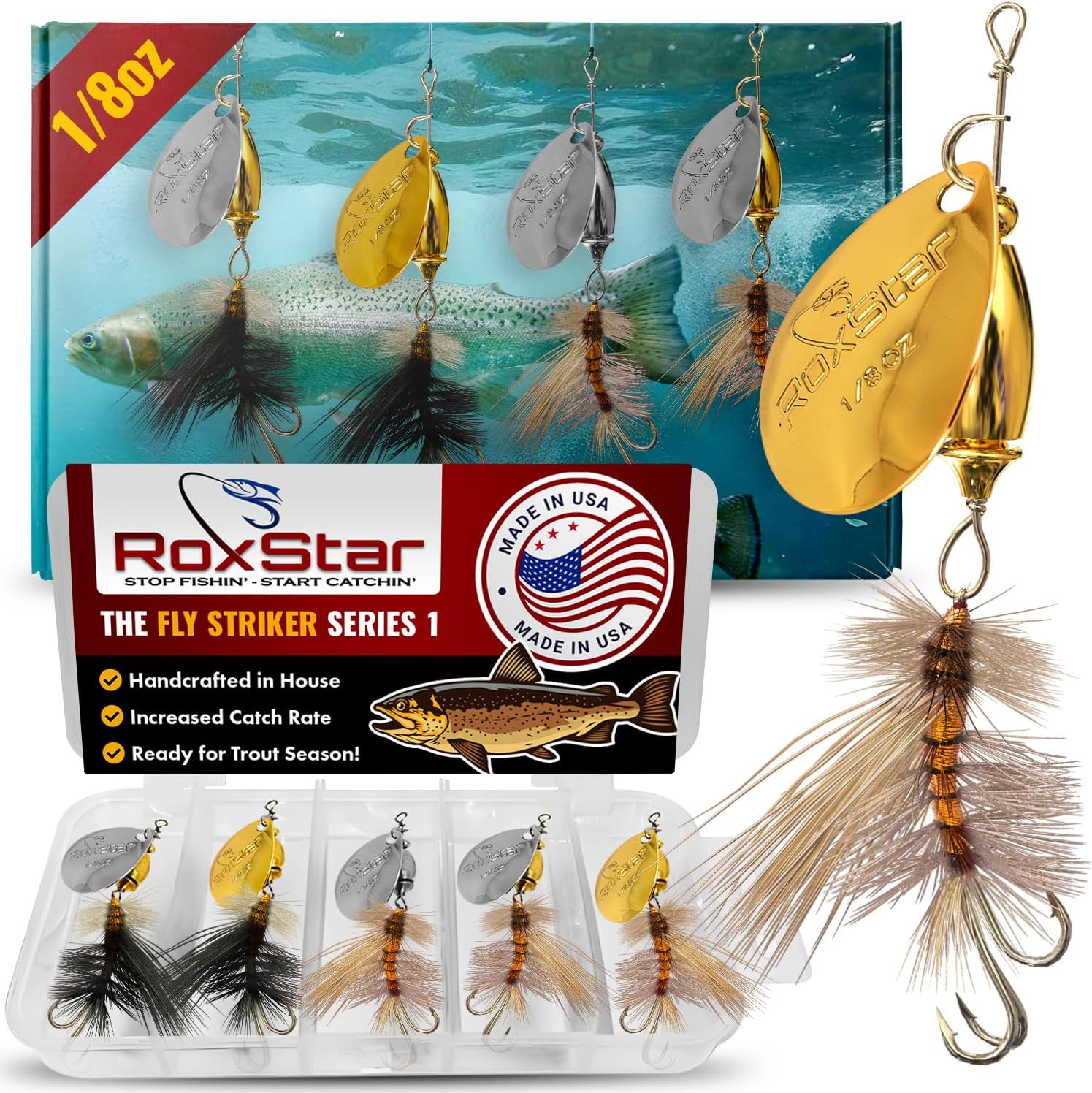 RoxStar Fly Strikers | Versatile Fishing Spinner Proven to Out-Fish Any Spinner | Hand-Tied in The USA for Trout, Bass, Steelhead