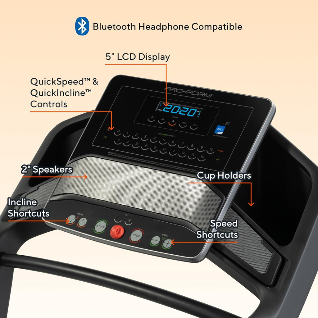 Proform Carbon Treadmills - Versatile Walking & Running Machine with Built-in Fan & SpaceSaver Design