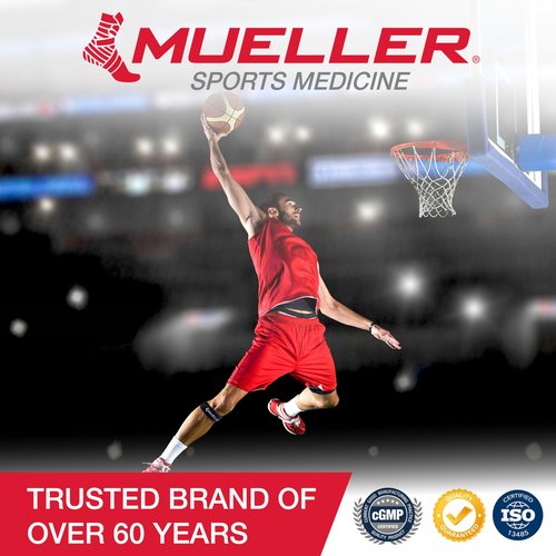 MUELLER Sports Medicine Jumper's Knee Single Strap for Men and Women, Knee Compression and Pain Relief Support, Ideal for Osgood-Schlatter's, Patellar Tendinitis, Blue, One Size