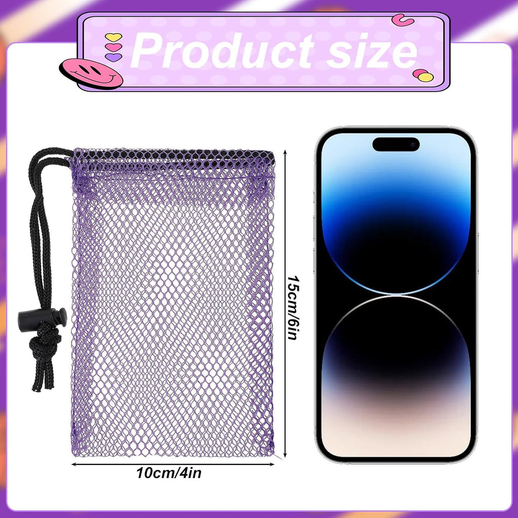 Skiennix Colorful Drawstring Mesh Bags - 5 Pcs Small 6 x 4 Inch Nylon Storage for Travel Organization