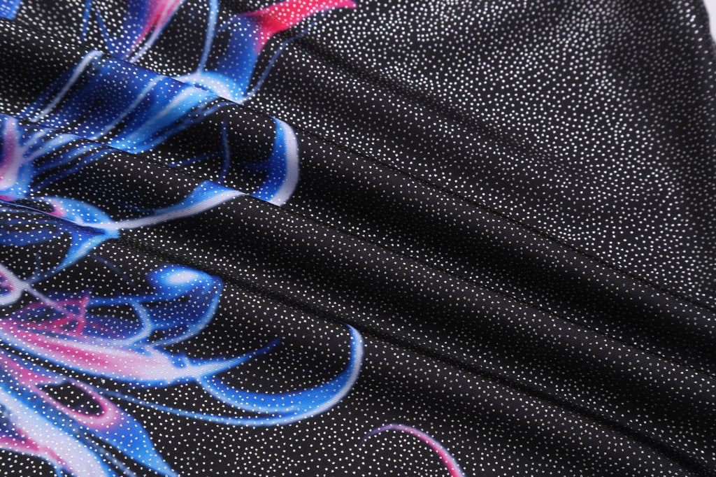 Zaclotre Dance Leotard for Girls Sparkly Clasp Back Sleeveless Dancewear Gymnastic Outfit with Shorts Black Abstract 9-10Y