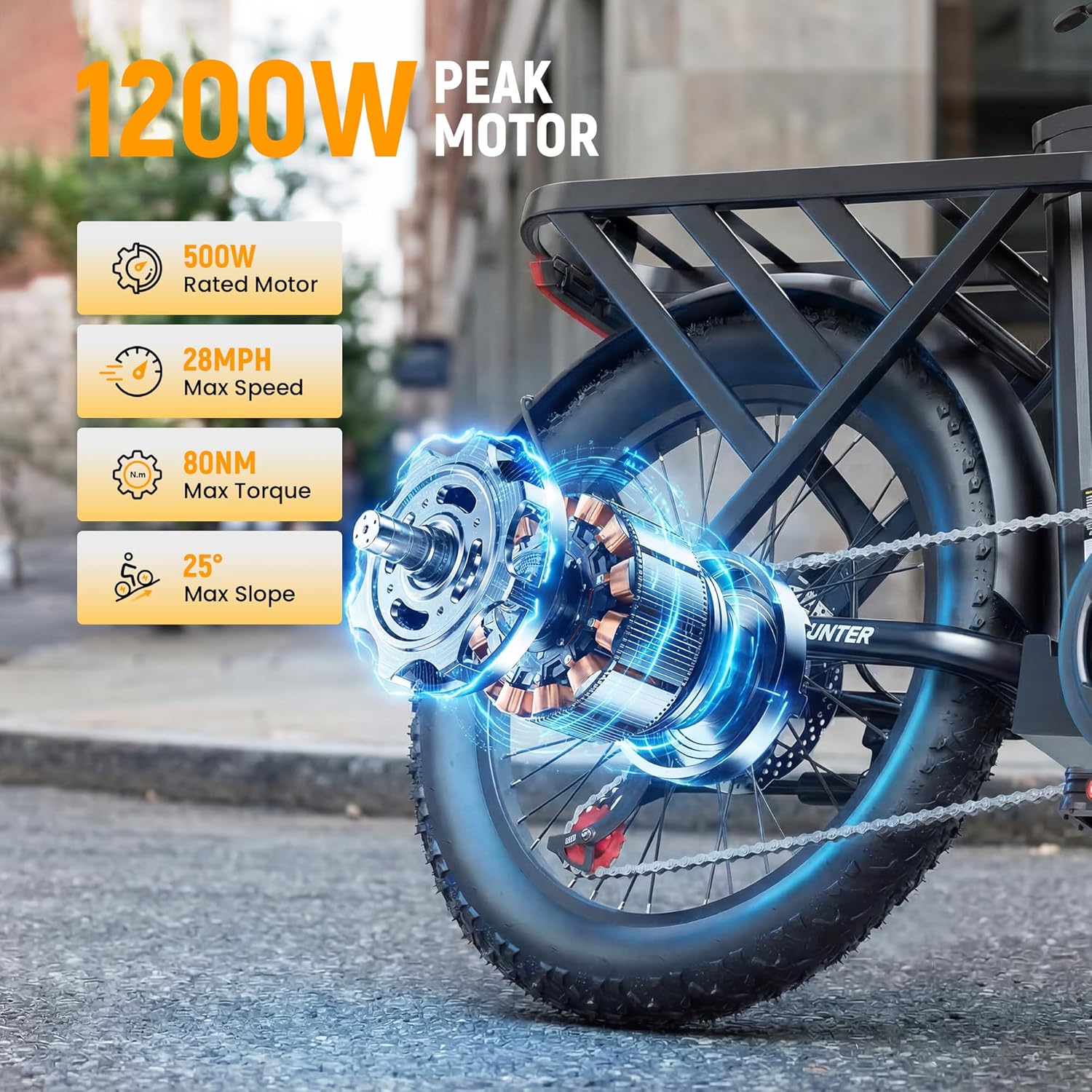 Qlife Hunter Foldable Electric Bike - 1200W Ebike with 48V Battery, 65-Mile Range & 20-Inch Fat Tires