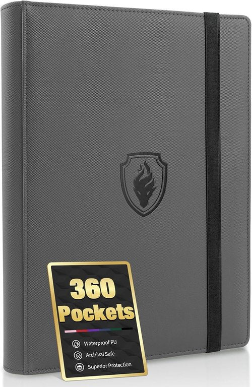 Fabmaker Premium 9 Pocket Card Binder - Sturdy Collection Album for 360 Game & Sports Cards | Grey