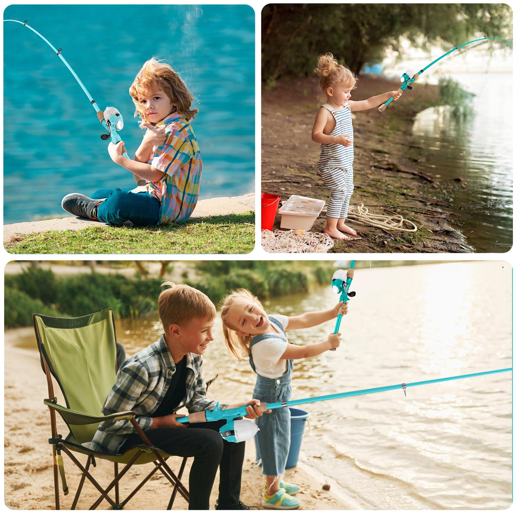 WIDDEN Kids Fishing Pole 2 Pack, Portable Telescopic Kids Fishing Poles for Boys and Girls, Fishing Rod and Reel Combo Kit with Tackle Box Bag Net, Best Fishing Pole for Toddler Youth and Beginners