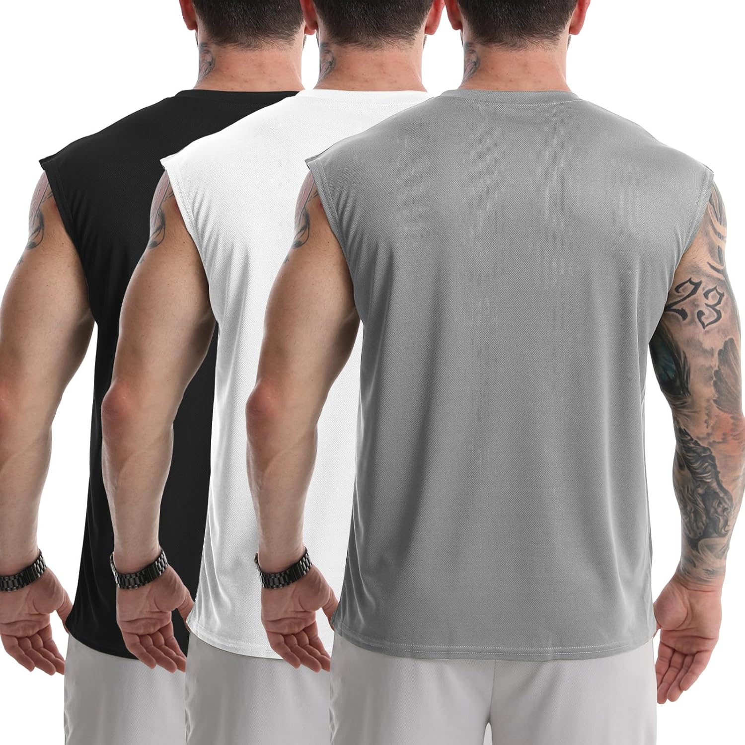 Skiennix Men's Tank Tops - 3 Pack Sleeveless Workout Shirts | Quick-Dry Mesh for Gym & Fitness
