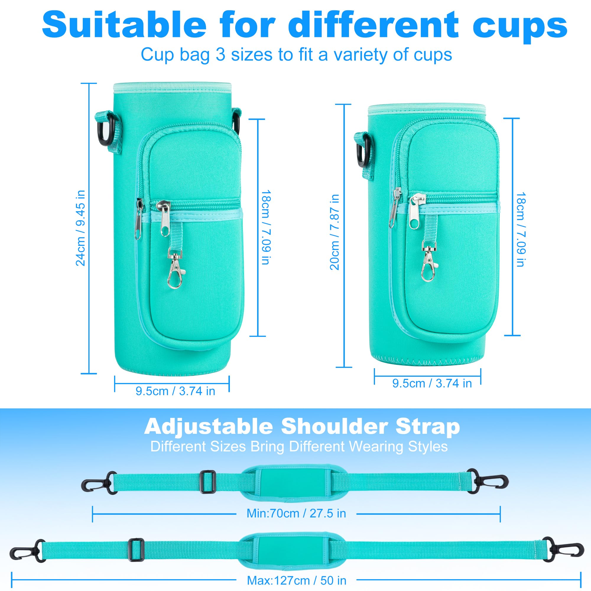RRegeny Water Bottle Holder with Strap for Hydroflask 32oz 40oz, Carrier Sling Bag with Phone Pocket Water Bottle Sleeve for Men Women Hiking Camping Travelling（Green 32oz）