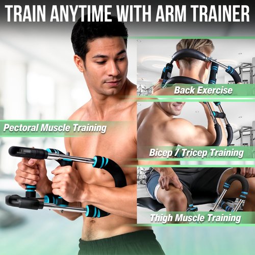 FitnessX Twister Arm Trainer, 60-100 LBS Chest Workout Equipment, Home Workout, Chest and Arm Trainer for Men, Chest Press Bar, Heavy-Duty Strength Training Equipment for Home Gym