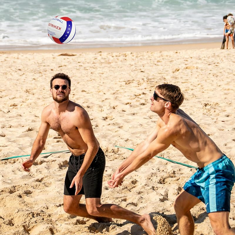Glow in The Dark Official Size Volleyball with Night-Glow Effect - Red/Blue/White (Variation Included) + Pump Kit