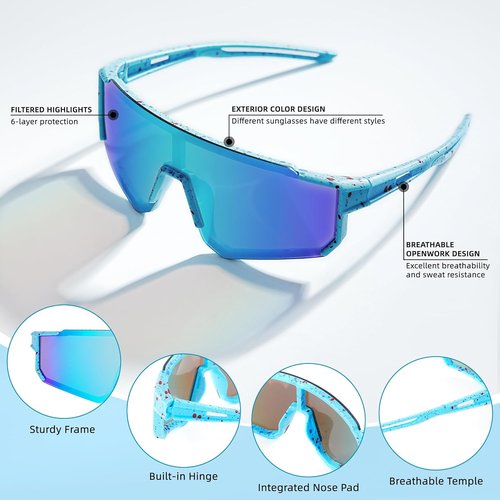 DF DUALFERV Kids Sunglasses - 4 Pack Youth Sports Shades with UV400 Protection | Lightweight Anti-Scratch Design