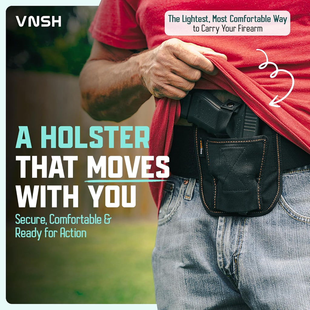 VNSH Lite Belly Band Holster - Comfortable, Lightweight & Discreet | Fits Glock, S&W & More