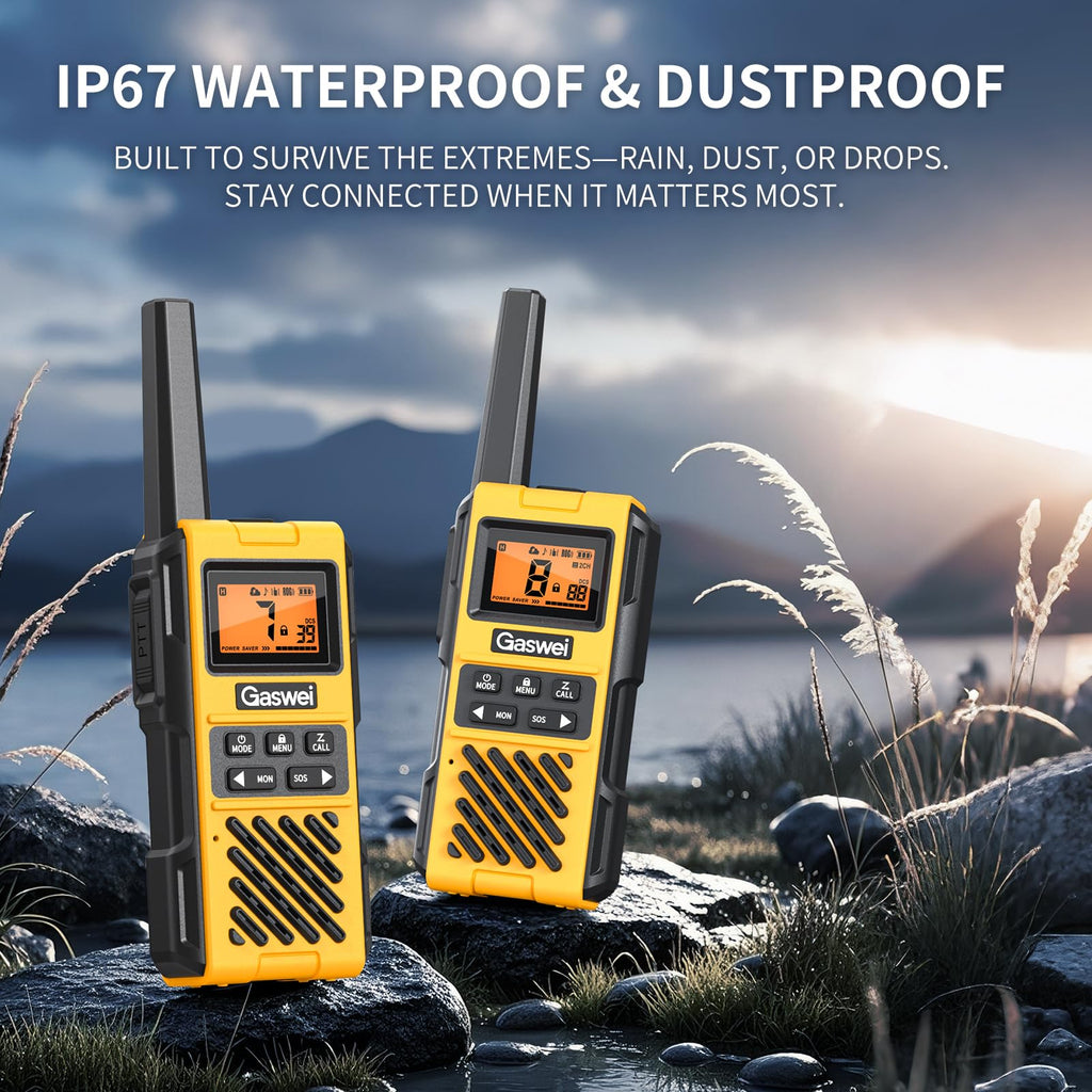 Gaswei G1pro+ IP67 Waterproof Walkie Talkies Long Range for Adults, Heavy Duty Two Way Radio with FM Radio,VOX,SOS & NOAA Weather Alerts,USB-C Rechargeable