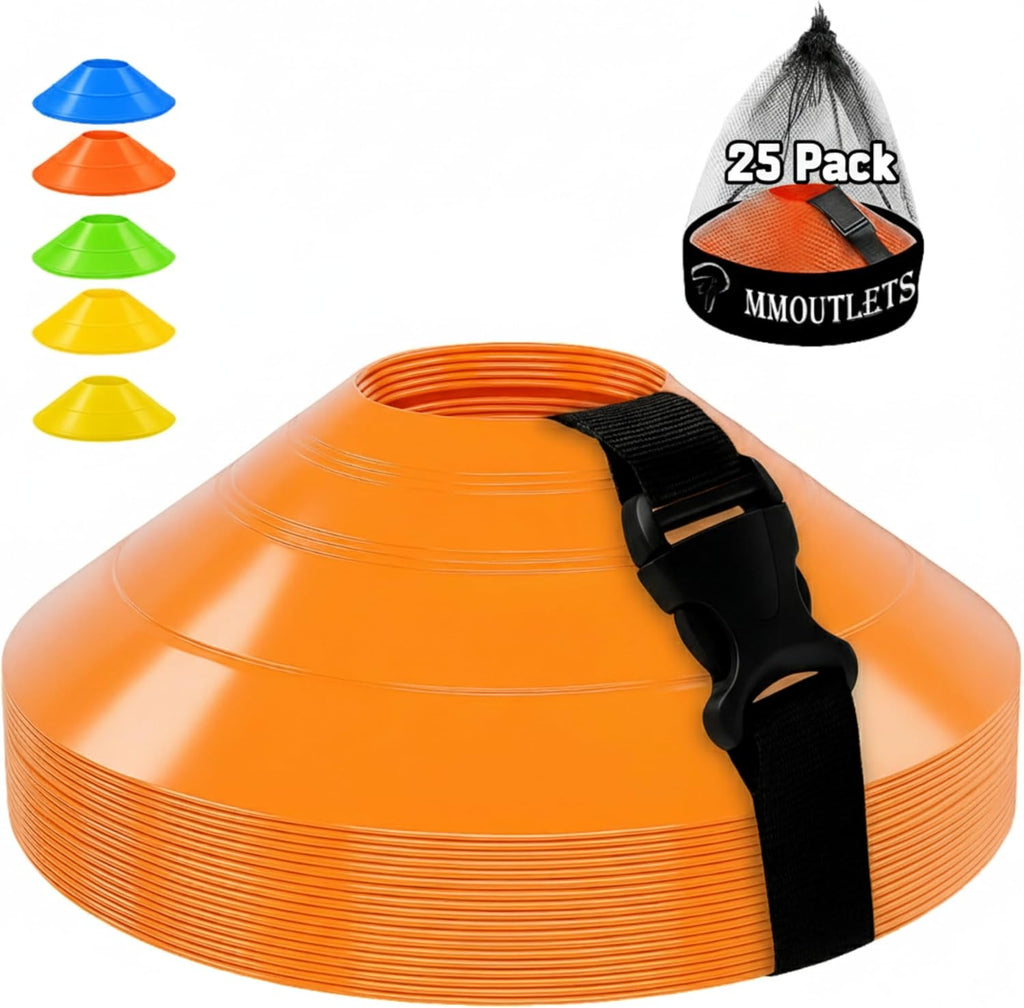 Pro-Grade Soccer Training Cones Set by [Brand Name] - Durable Agility Cones with Carry Bag & Strap Holder for Football, Basketball | 75/50/25 Pack