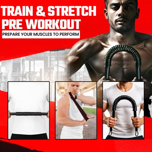 Marfs Premium Power Twister Bar Heavy Duty 40-110lb Resistance Arm Exercise Equipment Chest Shoulder Biceps and Arm Muscle Strengthener Home Gym Upper Body Workout Bar (Included 45-50lb Resistance Stretch Band)