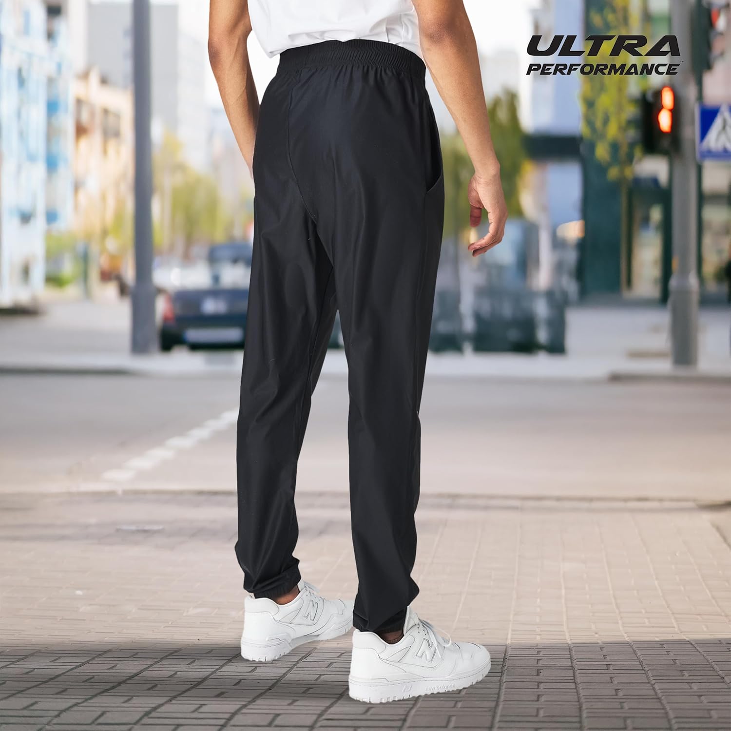 Ultra Performance Men's Athletic Jogger Pants - Stretch Nylon Gym Pants with Pockets for Active Workouts