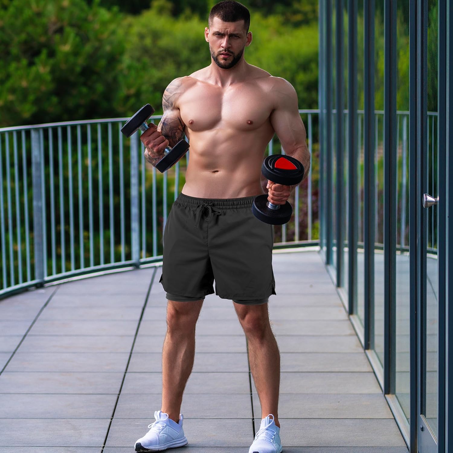 Tyzrdnac Men's 2-in-1 Athletic Shorts - Quick Dry, Lightweight & Sweat-Wicking Gym Wear