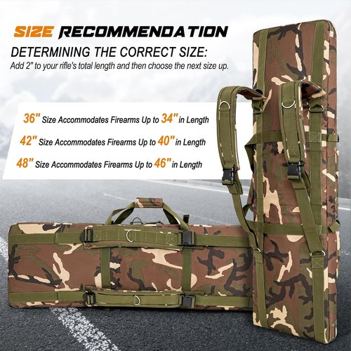 DULCE DOM Tactical Soft Padded Double Rifle Case - Heavy-Duty Gun Bag for 2 Rifles & Pistols | 36-48 Inch