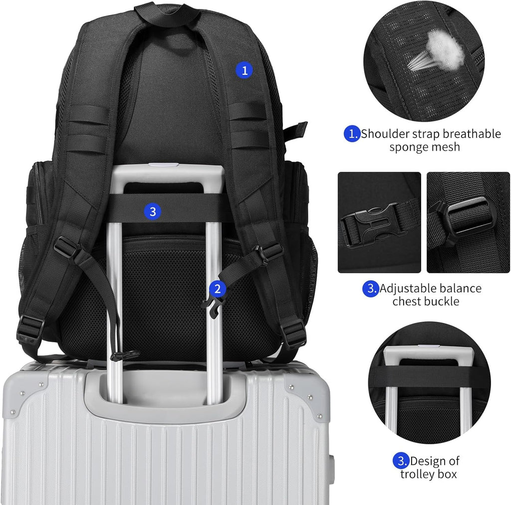 Wotony Tactical Backpack - Military-Grade Design for Men | Compact Black Assault Bag