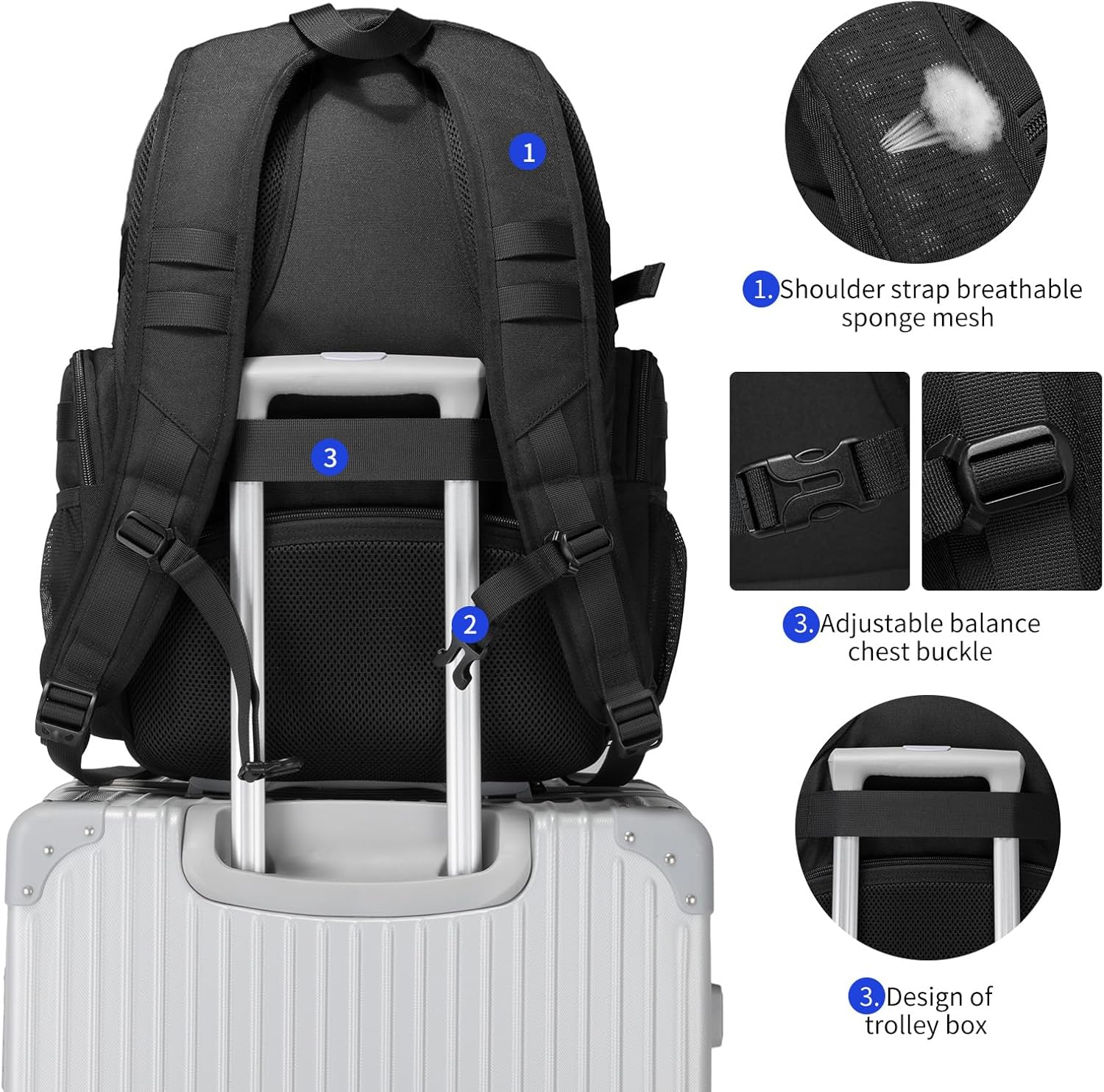 Wotony Tactical Backpack - Military-Grade Design for Men | Compact Black Assault Bag
